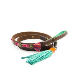 Dwam Looplijn Boho Rosa L Bruin&Roze - Hondenriem - 135.2.5 Cm