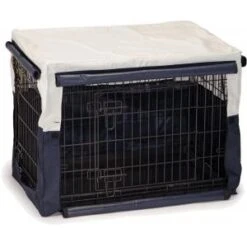 Beeztees Benchhoes Beige/blauw -Dierbenodigdheden-Honden hoes voor hondenbench benco beigeblauw 89 x 60 x 66 cm 8712695144465 2 0 300x300 1